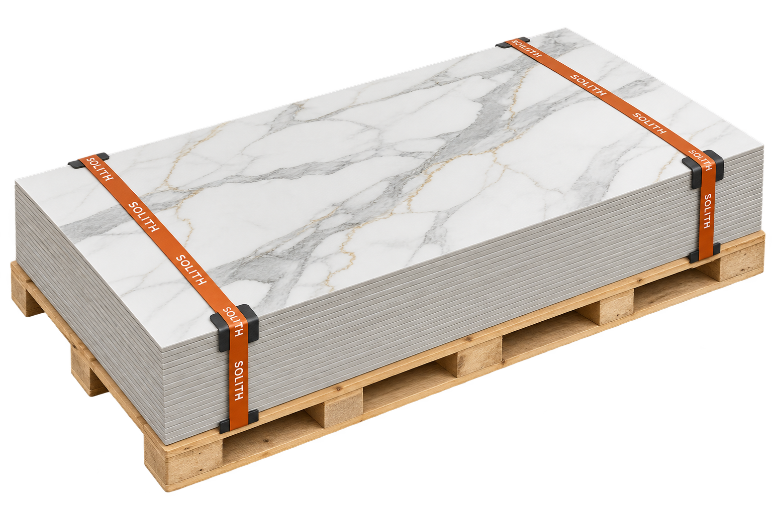 Palé de placas Living Decor Calacatta con cintas Solith